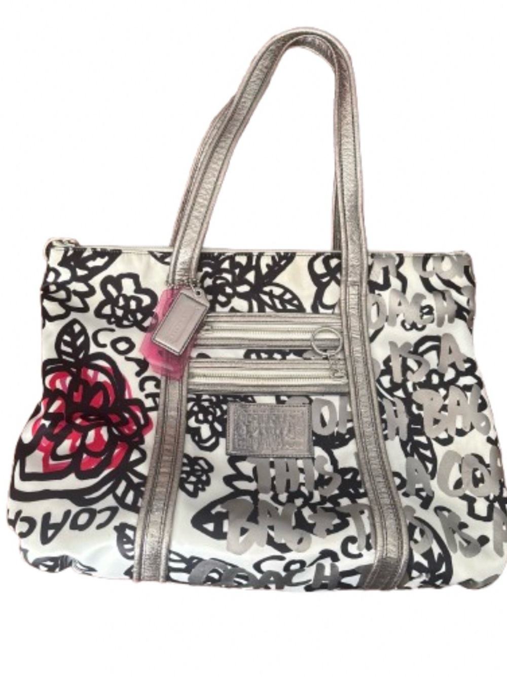 Coach Poppy Floral Blanco Graffiti Tote Bag